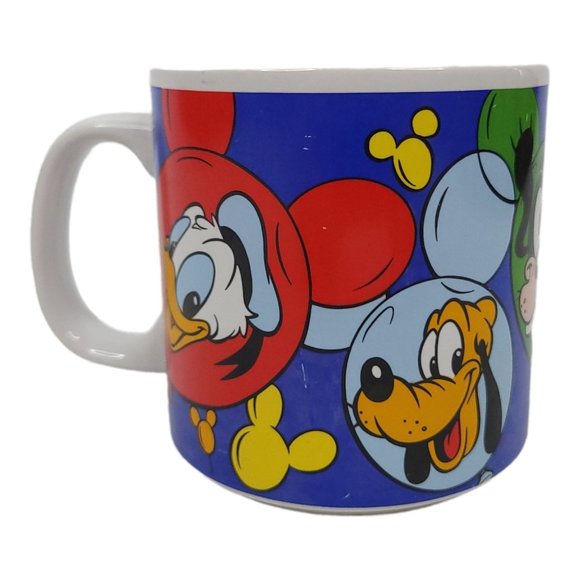 Vintage Disney Mickey Minnie Mouse Coffee Cup 10 Oz Mug Pluto Goofy Donald - Picture 5 of 11